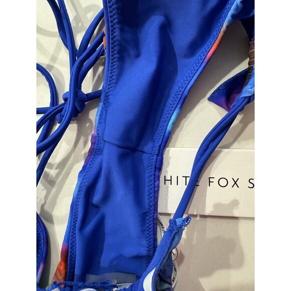 White Fox Bikini Bottom Swim Size Medium Side Tie Summer Soiree Sexy Colorful - Picture 5 of 8